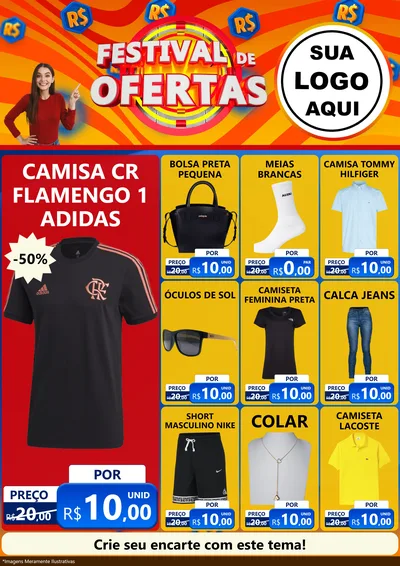 Modelo de Encarte para Encarte A4 Vertical com o tema Festival de Ofertas para Roupas e acessórios