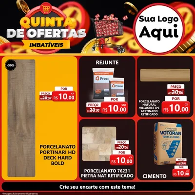 Modelo de Rede Social para Feed Facebook com o tema Quinta de Ofertas Imbatíveis para Pisos e revestimentos