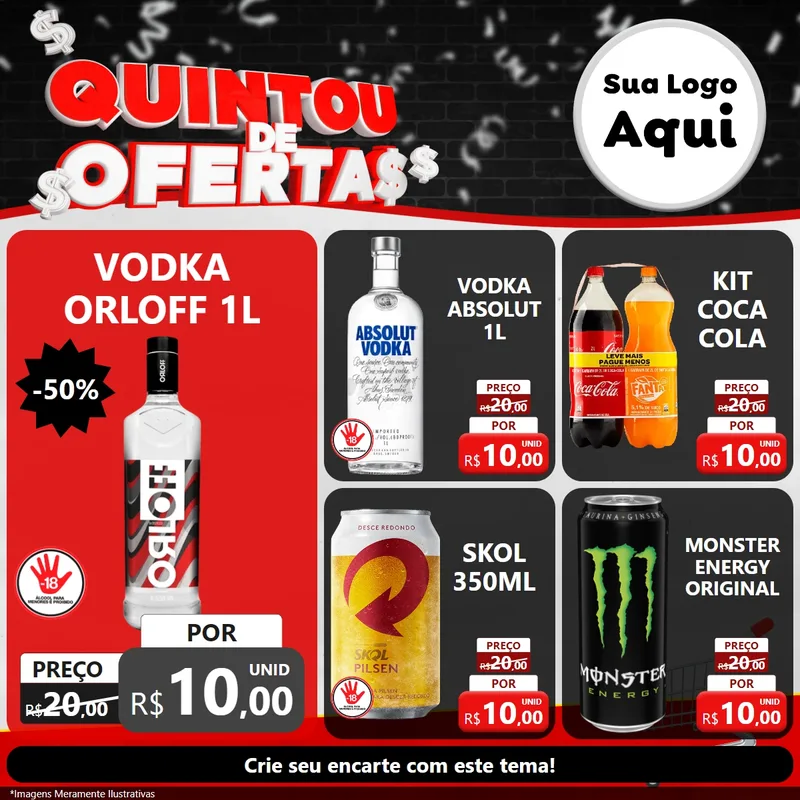 Modelo de Rede Social para Feed Facebook com o tema Quintou de Ofertas para Distribuidora de bebidas