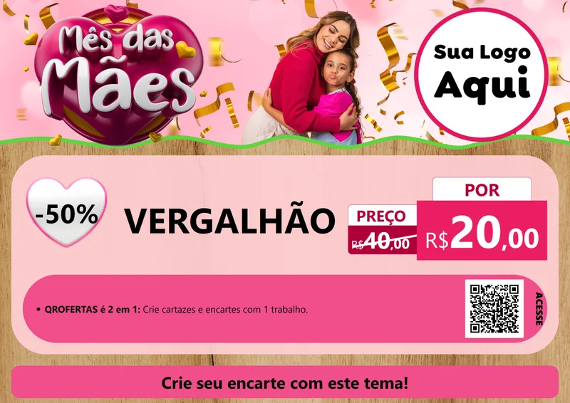 Modelo de Cartaz para Cartaz A4 Horizontal com o tema Mês das Mães para Ferragens