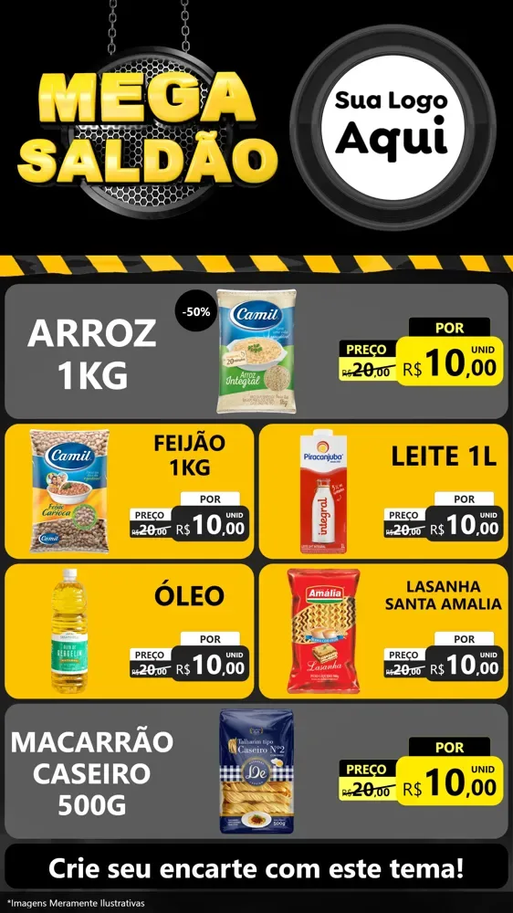 Modelo de TV para TV Vertical com o tema Mega Saldão para Supermercado