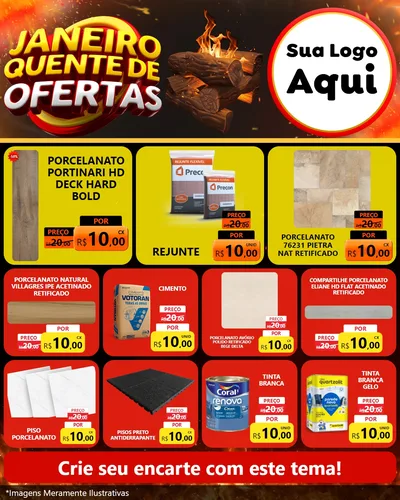 Modelo de Rede Social para Feed Instagram com o tema Janeiro Quente de Ofertas para Pisos e revestimentos