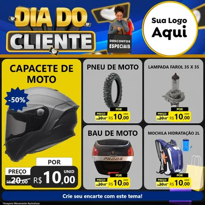 Modelo de Rede Social para Feed Facebook com o tema Dia Do Cliente para Moto peças