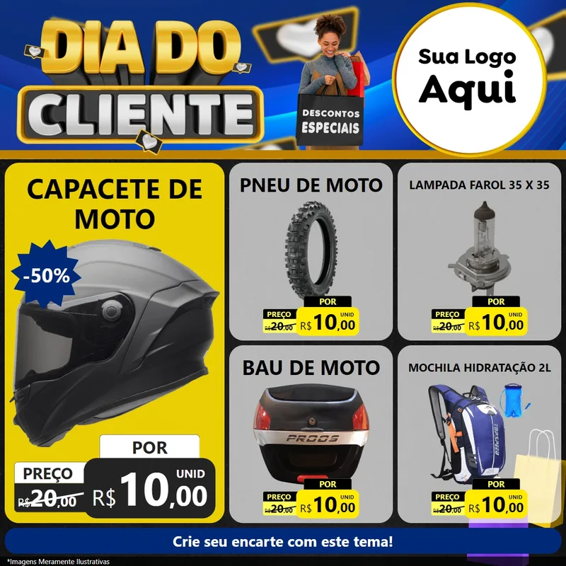 Modelo de Rede Social para Feed Facebook com o tema Dia Do Cliente para Moto peças