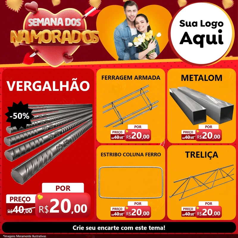Modelo de Rede Social para Feed Facebook com o tema Semana dos Namorados para Ferragens