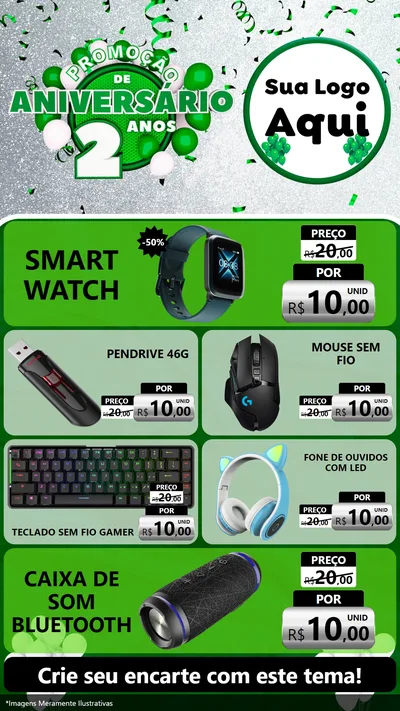 Modelo de TV para TV Vertical com o tema Promoção de Aniversário - 2 Anos para Informática
