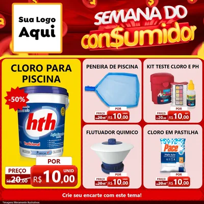 Modelo de Rede Social para Feed Facebook com o tema Semana do Consumidor para Produtos para Piscina