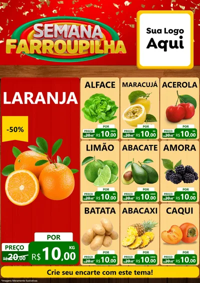 Modelo de Encarte para Encarte A4 Vertical com o tema Semana Farroupilha para Hortifrúti