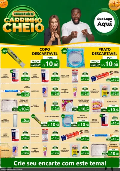 Modelo de Encarte para Encarte A4 Vertical com o tema Carrinho Cheio para Embalagens