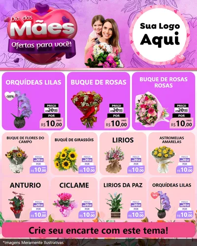 Modelo de Rede Social para Feed Instagram com o tema Dia das Mães Ofertas para Você! para Floricultura e jardim