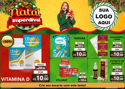 Modelo de Encarte para Encarte A4 Horizontal com o tema Natal Imperdível para Farmácia