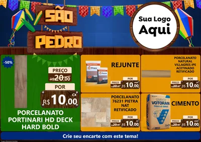 Modelo de Encarte para Encarte A4 Horizontal com o tema São Pedro para Pisos e revestimentos
