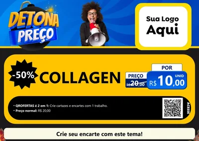 Modelo de Cartaz para Cartaz A4 Horizontal com o tema Detona Preços para Suplementos alimentares