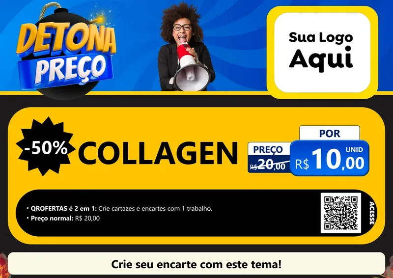 Modelo de Cartaz para Cartaz A4 Horizontal com o tema Detona Preços para Suplementos alimentares