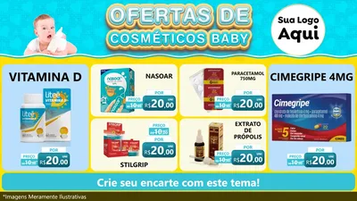 Modelo de TV para TV Horizontal com o tema Ofertas de Cosméticos Baby para Farmácia