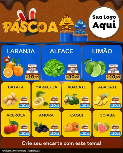Modelo de Rede Social para Feed Instagram com o tema Páscoa para Hortifrúti