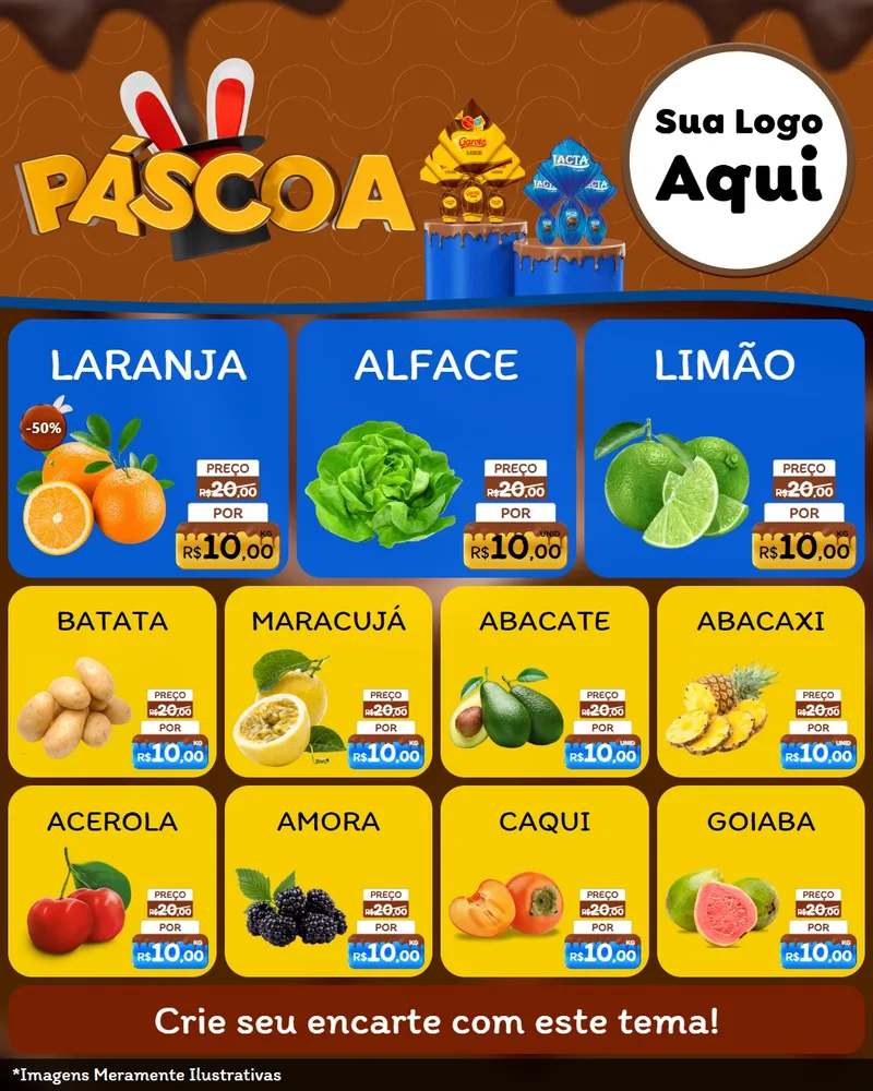 Modelo de Rede Social para Feed Instagram com o tema Páscoa para Hortifrúti
