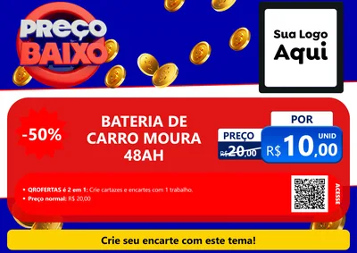 Modelo de Cartaz para Cartaz A4 Horizontal com o tema Preço Baixo para Baterias Elétricas