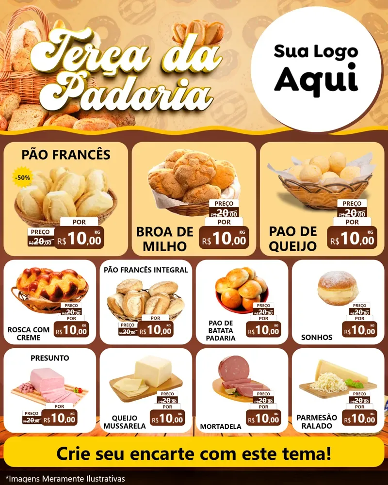 Modelo de Rede Social para Feed Instagram com o tema Terça da Padaria para Padaria