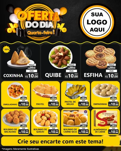 Modelo de Rede Social para Feed Instagram com o tema Oferta do Dia - Quarta Feira! para Salgadaria