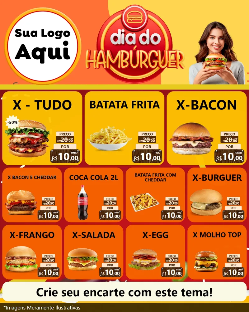 Modelo de Rede Social para Feed Instagram com o tema Dia Do Hambúrguer para Hamburgueria