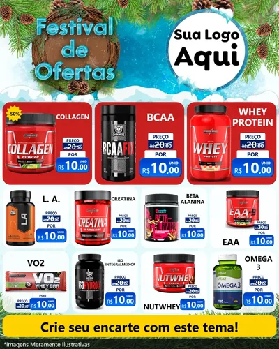 Modelo de Rede Social para Feed Instagram com o tema Festival de Ofertas - Inverno para Suplementos alimentares