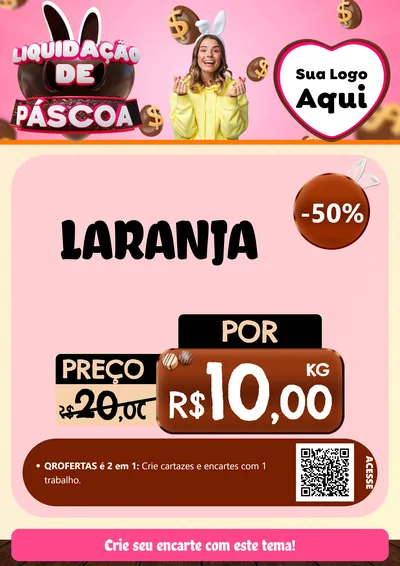Modelo de Cartaz para Cartaz A4 Vertical com o tema Liquidação de Páscoa para Hortifrúti