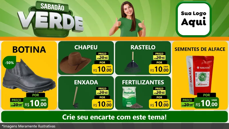 Modelo de TV para TV Horizontal com o tema Sabadão Verde para Agropecuária