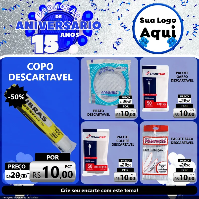 Modelo de Rede Social para Feed Facebook com o tema Promoção de Aniversário - 15 Anos para Embalagens