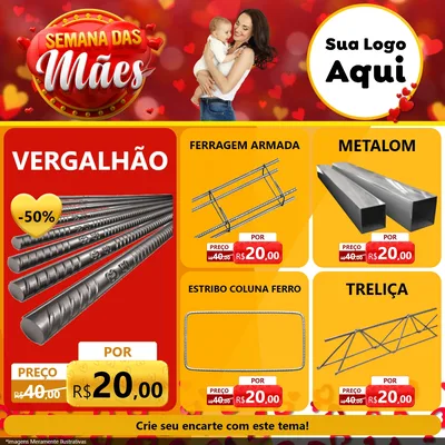 Modelo de Rede Social para Feed Facebook com o tema Semana das Mães para Ferragens