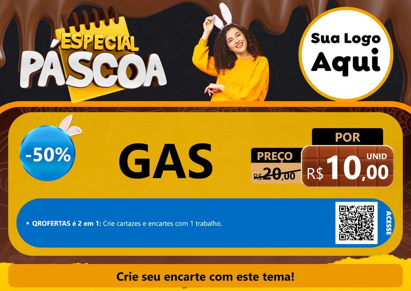 Modelo de Cartaz para Cartaz A4 Horizontal com o tema Especial Páscoa para Água e gás