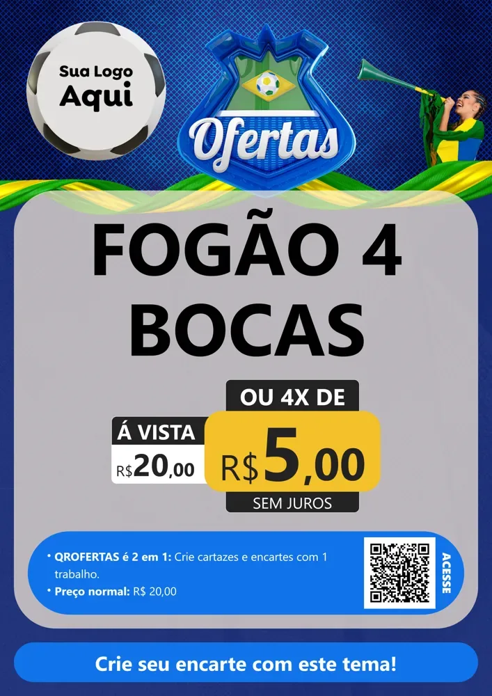 Modelo de Cartaz para Cartaz A4 Vertical com o tema Ofertas (Futebol) para Móveis e Eletro
