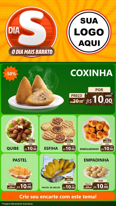 Modelo de Rede Social para Stories com o tema Dia S - O Dia Mais Barato para Salgadaria
