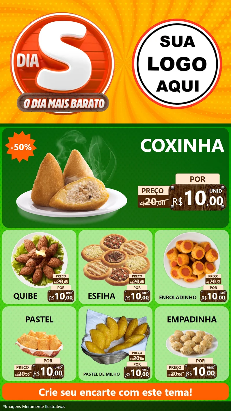 Modelo de Rede Social para Stories com o tema Dia S - O Dia Mais Barato para Salgadaria