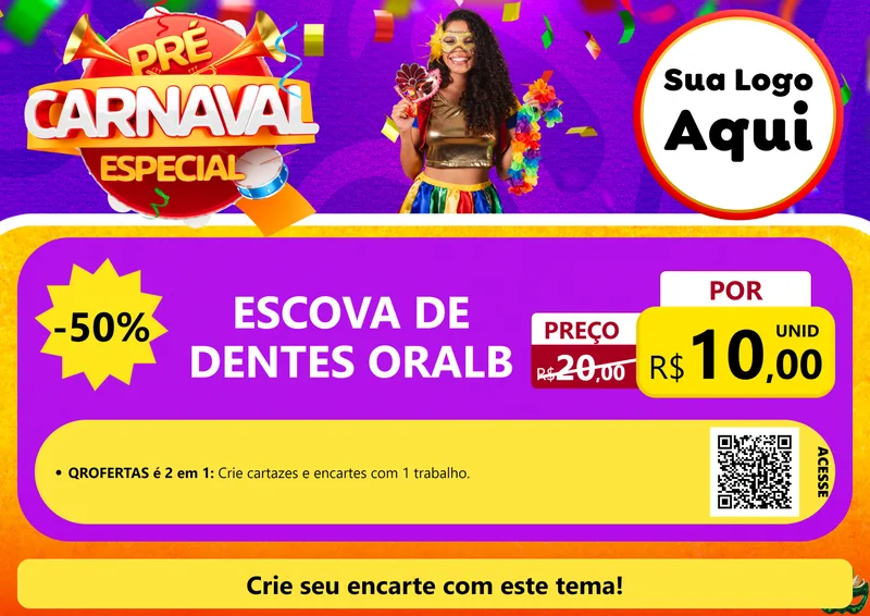 Modelo de Cartaz para Cartaz A4 Horizontal com o tema Pré-Carnaval Especial para Higiene Pessoal