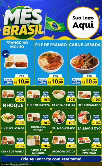 Modelo de Encarte para Encarte Grande com o tema Mês do Brasil para Restaurante