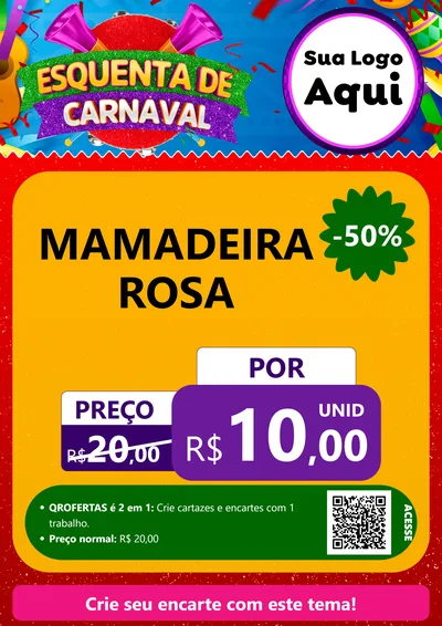 Modelo de Cartaz para Cartaz A4 Vertical com o tema Esquenta de Carnaval para Bebês