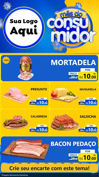 Modelo de TV para TV Vertical com o tema Mês do Consumidor para Frios e Laticínios