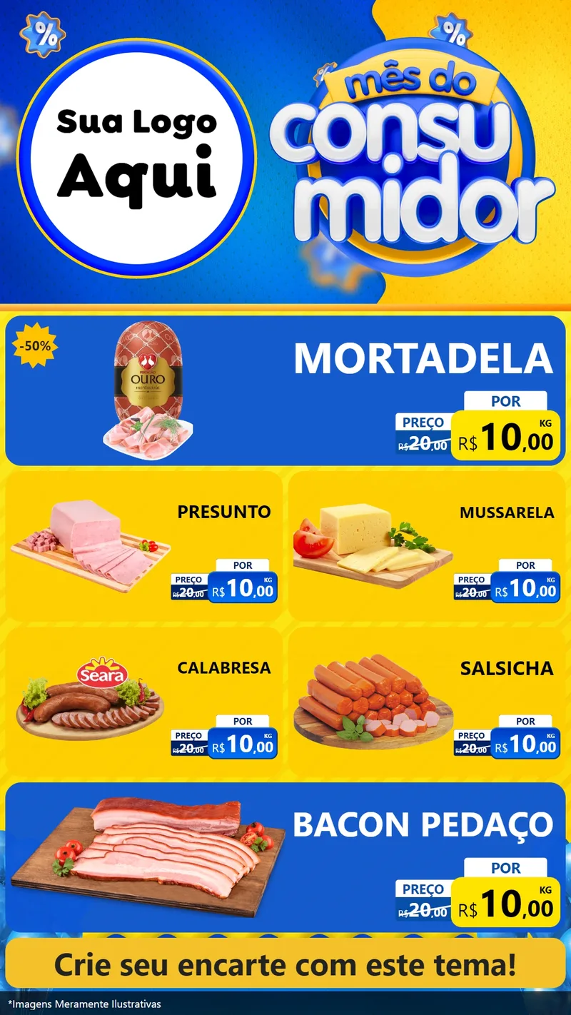 Modelo de TV para TV Vertical com o tema Mês do Consumidor para Frios e Laticínios