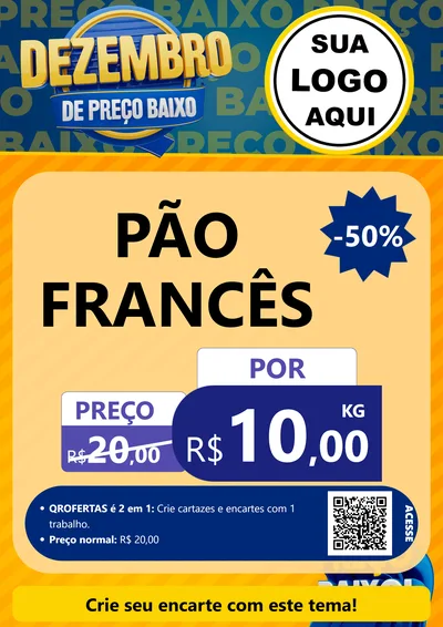 Modelo de Cartaz para Cartaz A4 Vertical com o tema Dezembro de Preço Baixo para Padaria