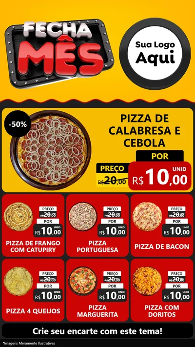 Modelo de Rede Social para Stories com o tema Fecha Mês para Pizzaria