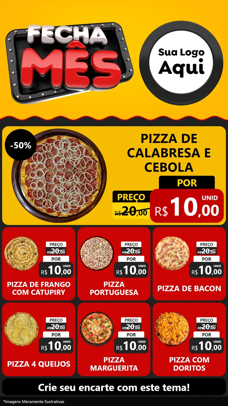 Modelo de Rede Social para Stories com o tema Fecha Mês para Pizzaria