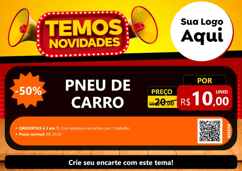 Modelo de Cartaz para Cartaz A4 Horizontal com o tema Temos Novidades para Auto peças
