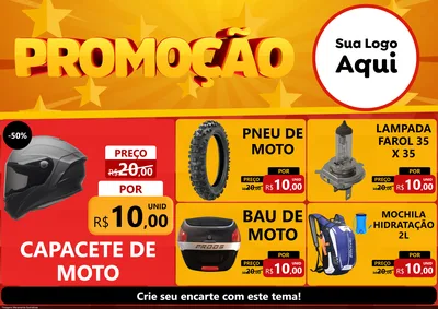 Modelo de Encarte para Encarte A4 Horizontal com o tema Promoção para Moto peças