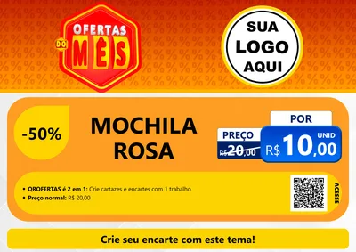 Modelo de Cartaz para Cartaz A4 Horizontal com o tema Ofertas do Mês para Papelaria