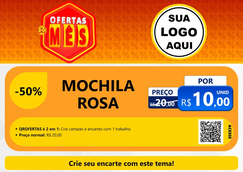 Modelo de Cartaz para Cartaz A4 Horizontal com o tema Ofertas do Mês para Papelaria