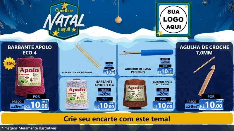 Modelo de TV para TV Horizontal com o tema O Melhor Natal É Aqui! para Armarinho e Aviamentos