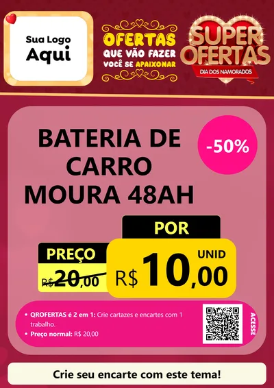 Modelo de Cartaz para Cartaz A4 Vertical com o tema Dia dos Namorados para Baterias Elétricas