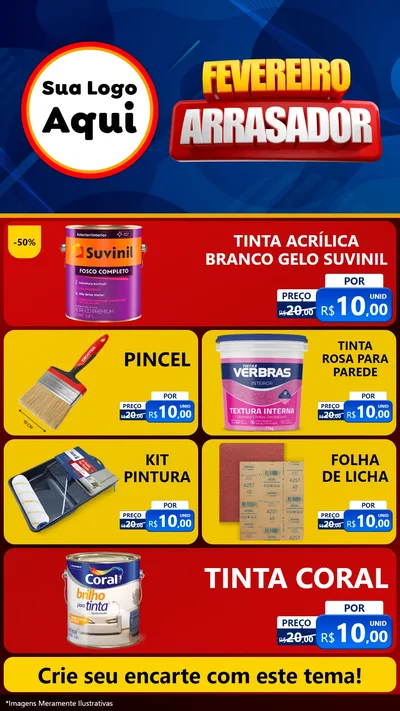 Modelo de TV para TV Vertical com o tema Fevereiro Arrasador para Tintas e Ferramentas