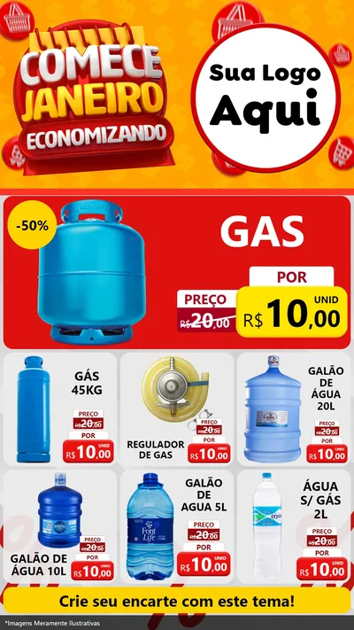 Modelo de Rede Social para Stories com o tema Comece Janeiro Economizando para Água e gás